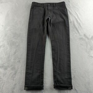 Uniqlo Jeans Mens 33 Black Slim Straight Low Rise Stretch Selvedge Denim Preppy‎